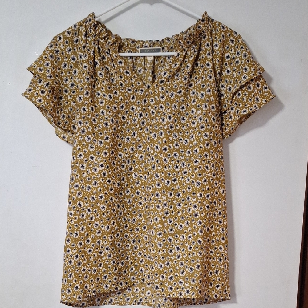 Pleione Yellow Floral Blouse
